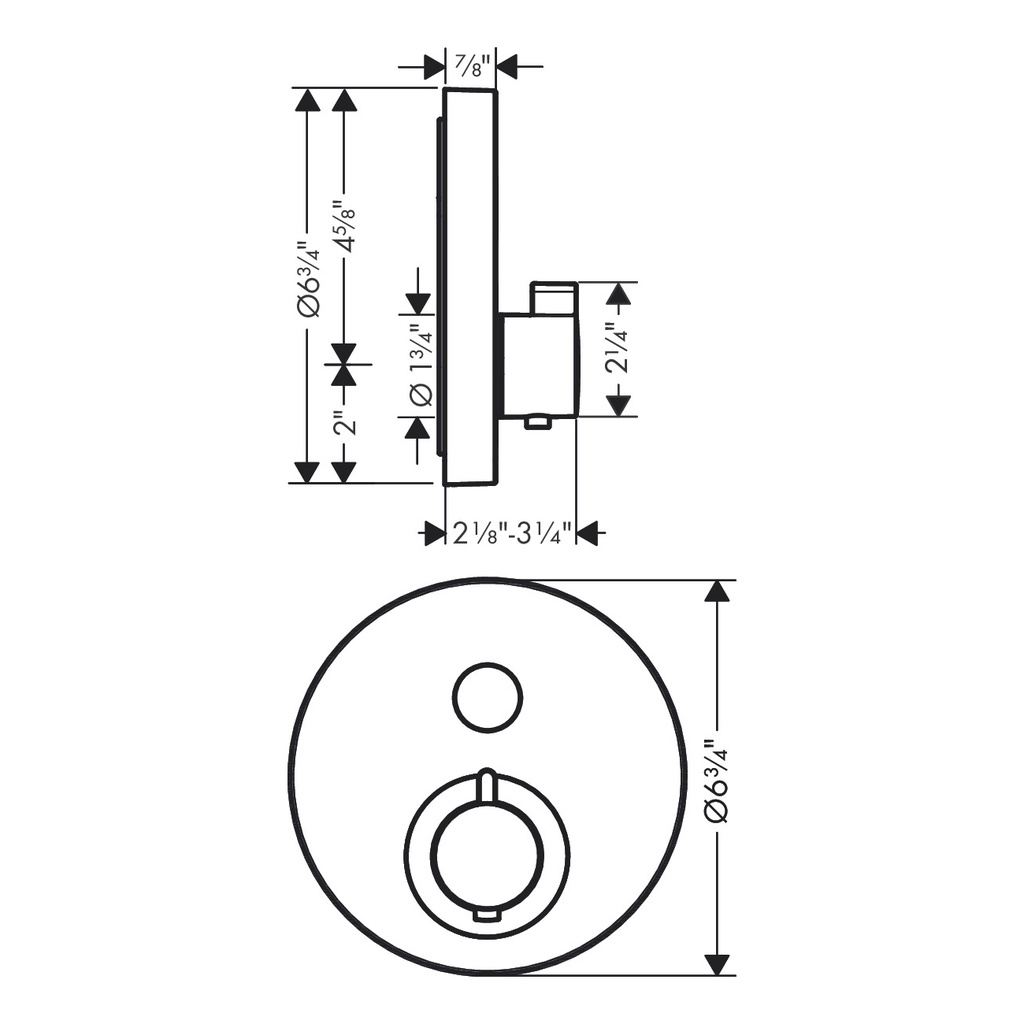 Hansgrohe 36722251 Thermostatic Trim Round For 1 Function