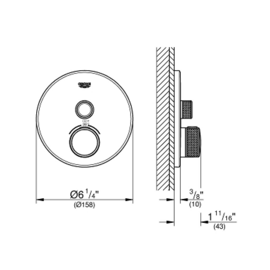 Grohe 29136GN0 Grohtherm SmartControl Thermostatic Trim Control Module Brushed Cool Sunrise 3