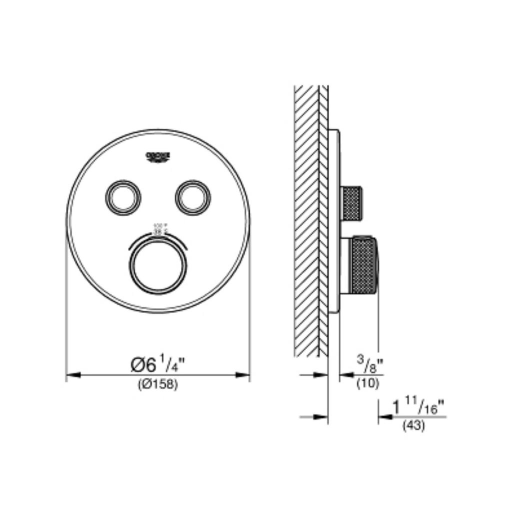 Grohe 29137A00 Grohtherm SmartControl Thermostatic Trim Control Module Hard Graphite 3