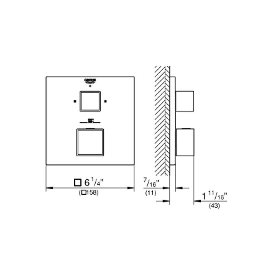 Grohe 24158EN0 Grohtherm Cube Dual Function 2 Handle Thermostatic Trim Brushed Nickel 3