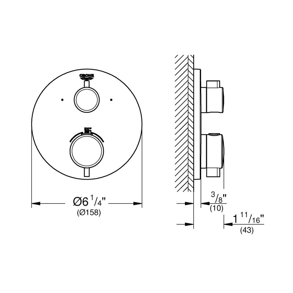 Grohe 24133EN0 Grohtherm Dual Function Thermostatic Trim Brushed Nickel 3