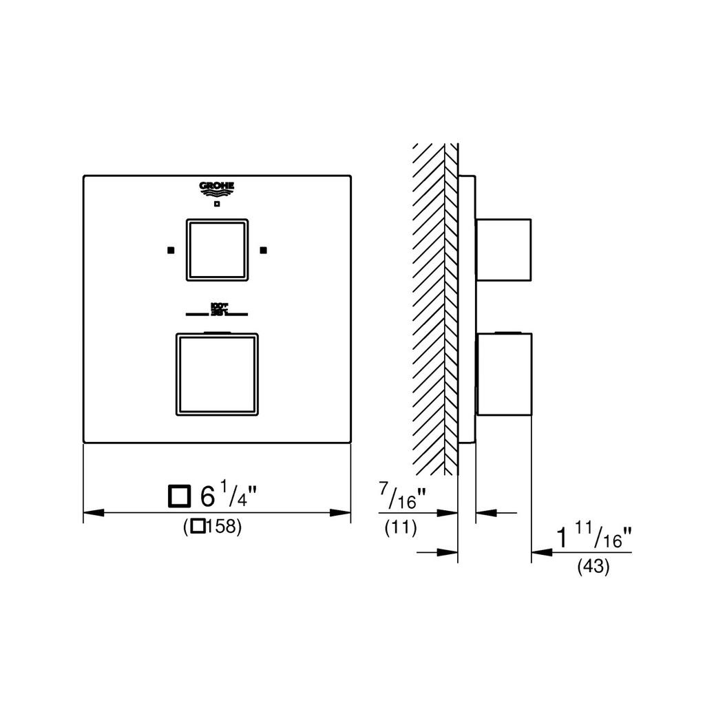 Grohe 24158000 Grohtherm Cube Dual Function 2 Handle Thermostatic Trim Chrome 3