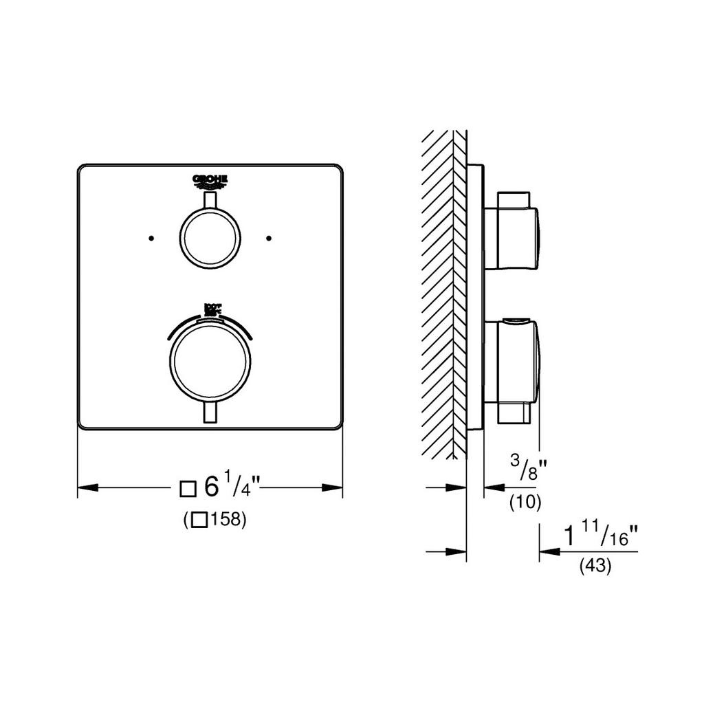 Grohe 24111000 Grohtherm Dual Function 2 Handle Thermostatic Trim Chrome 3