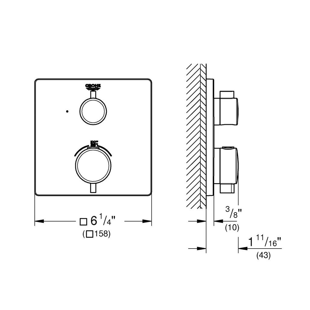 Grohe 24110000 Grohtherm Single Function 2 Handle Thermostatic Trim Chrome 3