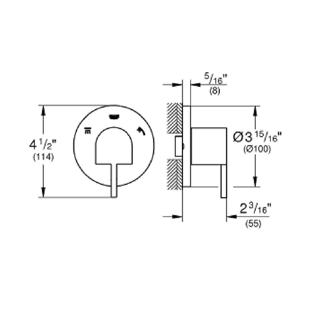 Grohe 29222EN3 Plus Three Way Diverter Trim Brushed Nickel 3