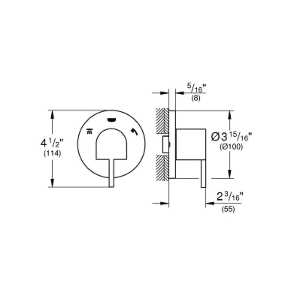 Grohe 29222003 Plus Three Way Diverter Trim Chrome 4