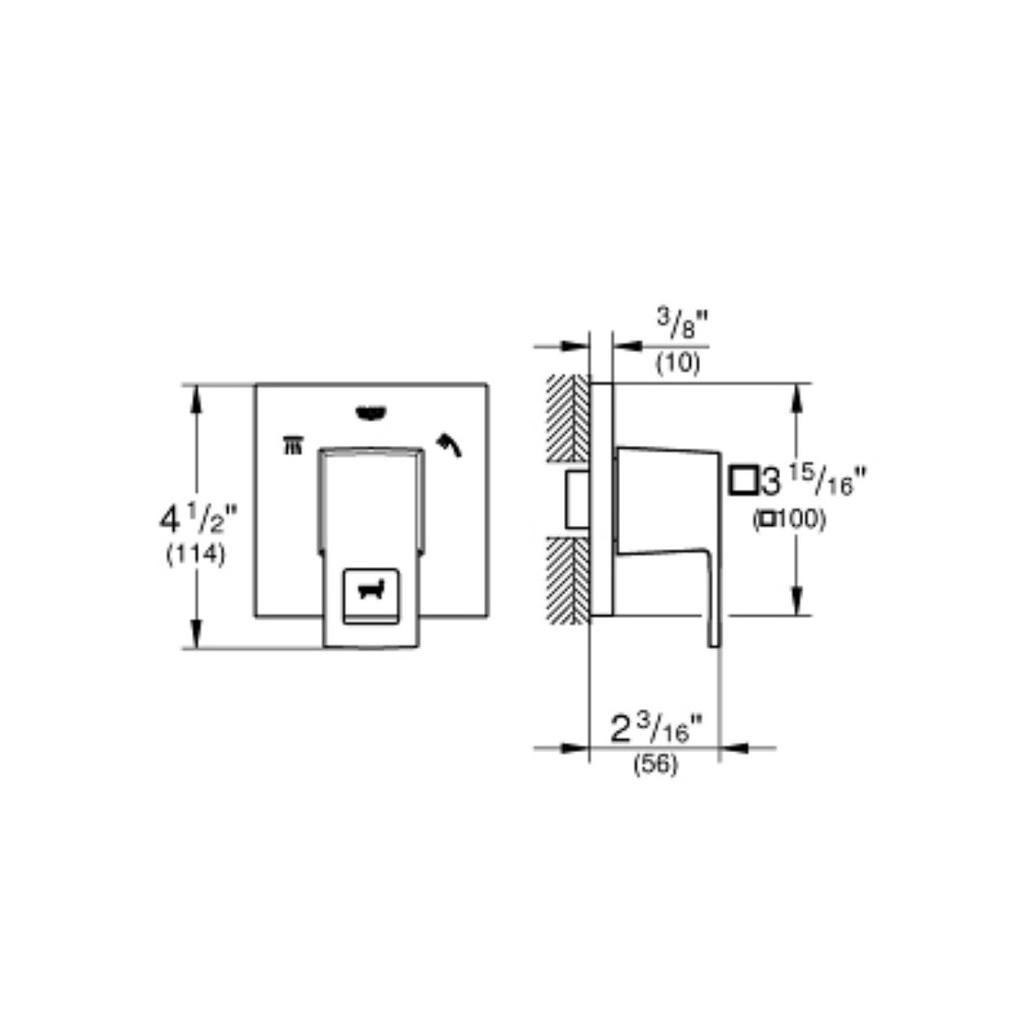 Grohe 29217001 Eurocube 3 Way Diverter Trim Chrome 4