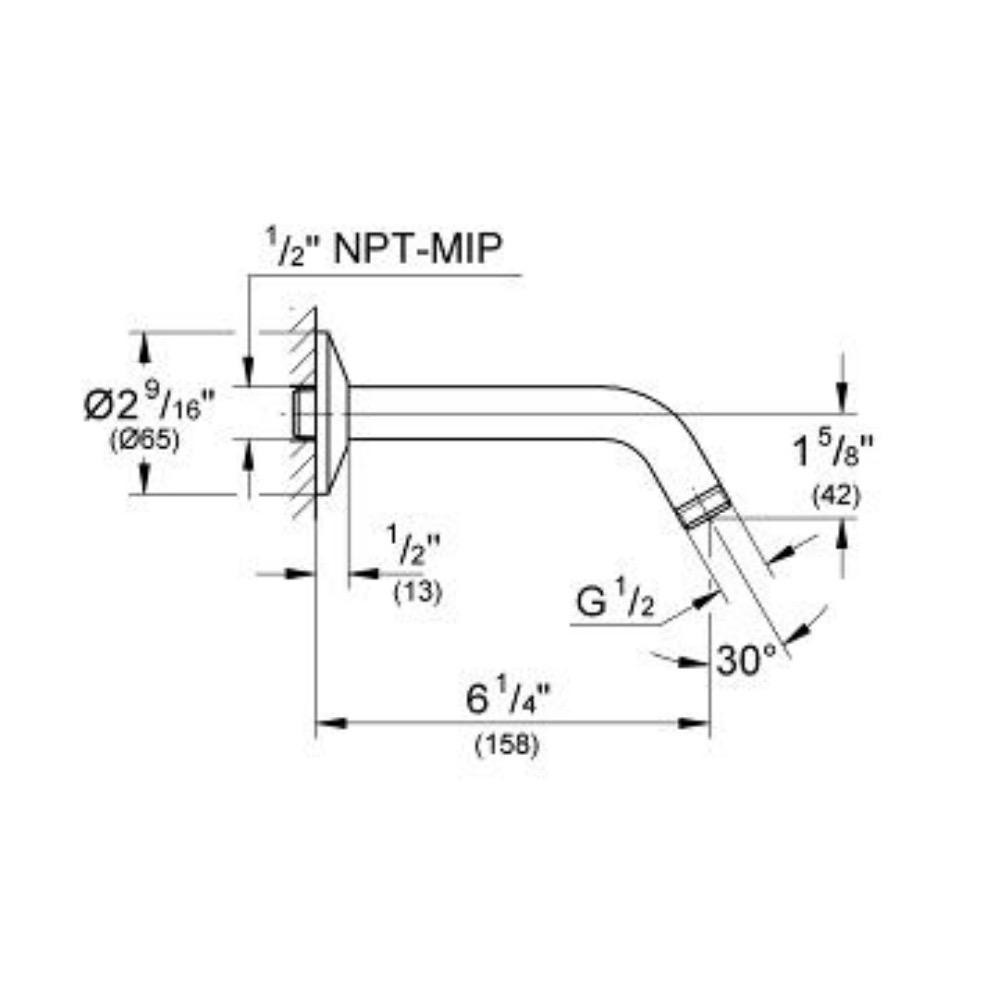 Grohe 27412A00 Relexa 6-5/8 Shower Arm Hard Graphite 3