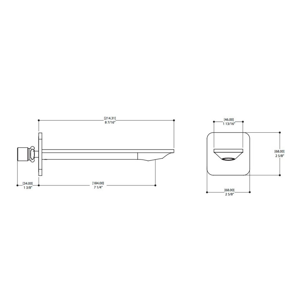 Aquabrass 92032 Alpha Wallmount Tub Spout Brushed Nickel 2