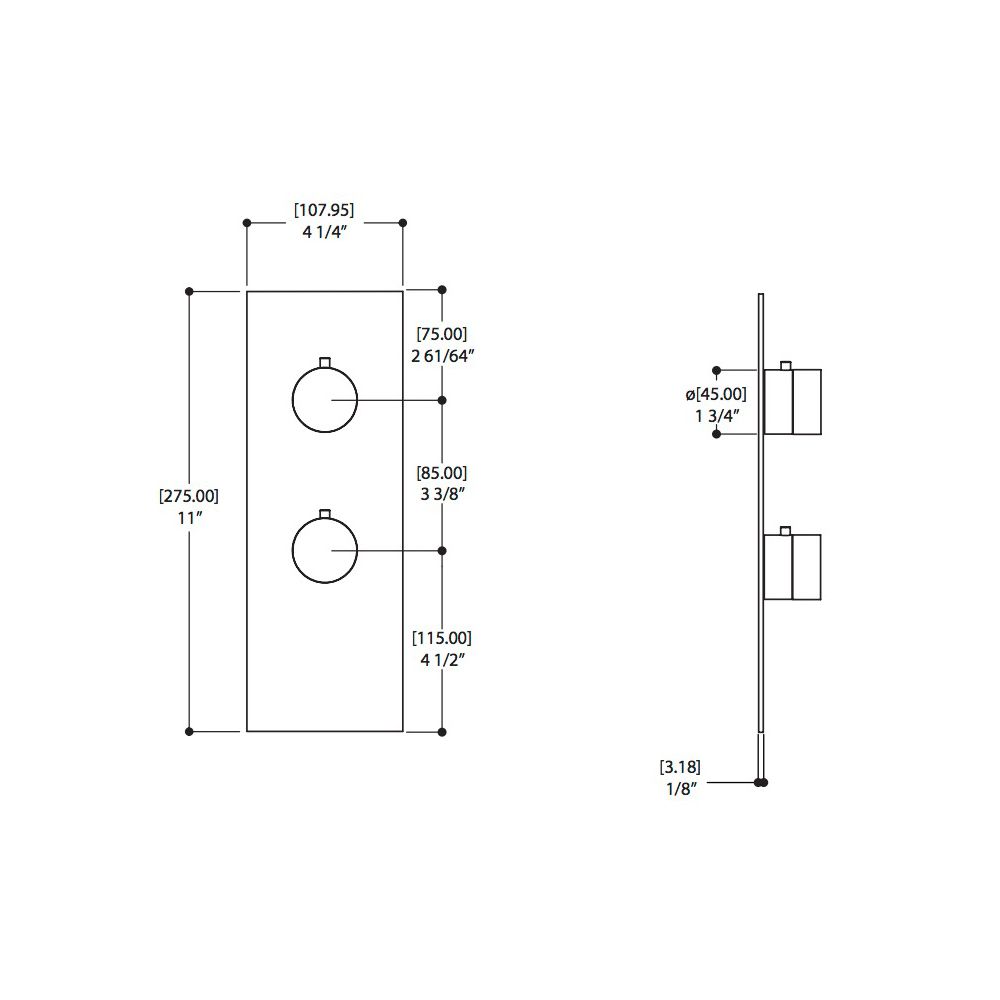 Aquabrass SR3195 Trim Set For 1/2 Thermostatic Valve 12001 Polished Chrome 2