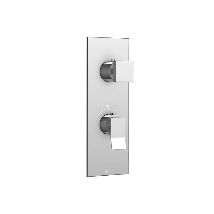 Aquabrass S8376 Chicane Square Trim Set For Thermostatic Valve 12123 3 Way Shared Functions Brushed Nickel 1