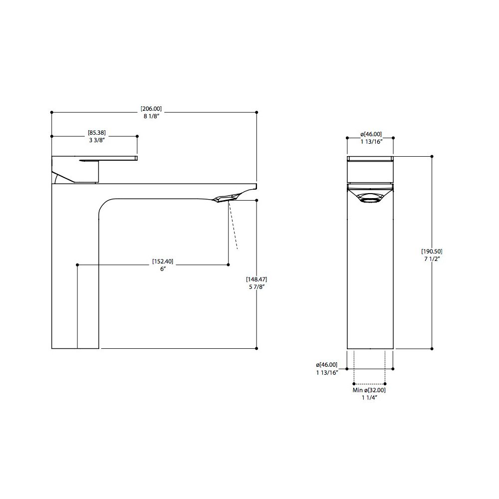 Aquabrass 92020 Alpha Tall Single Hole Lavatory Faucet Brushed Nickel 2