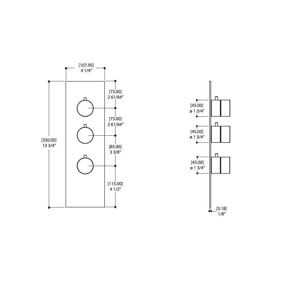 Aquabrass SR3295 Trim Set For 12002 1/2 And 3002 3/4 Thermostatic Valves Brushed Nickel 2