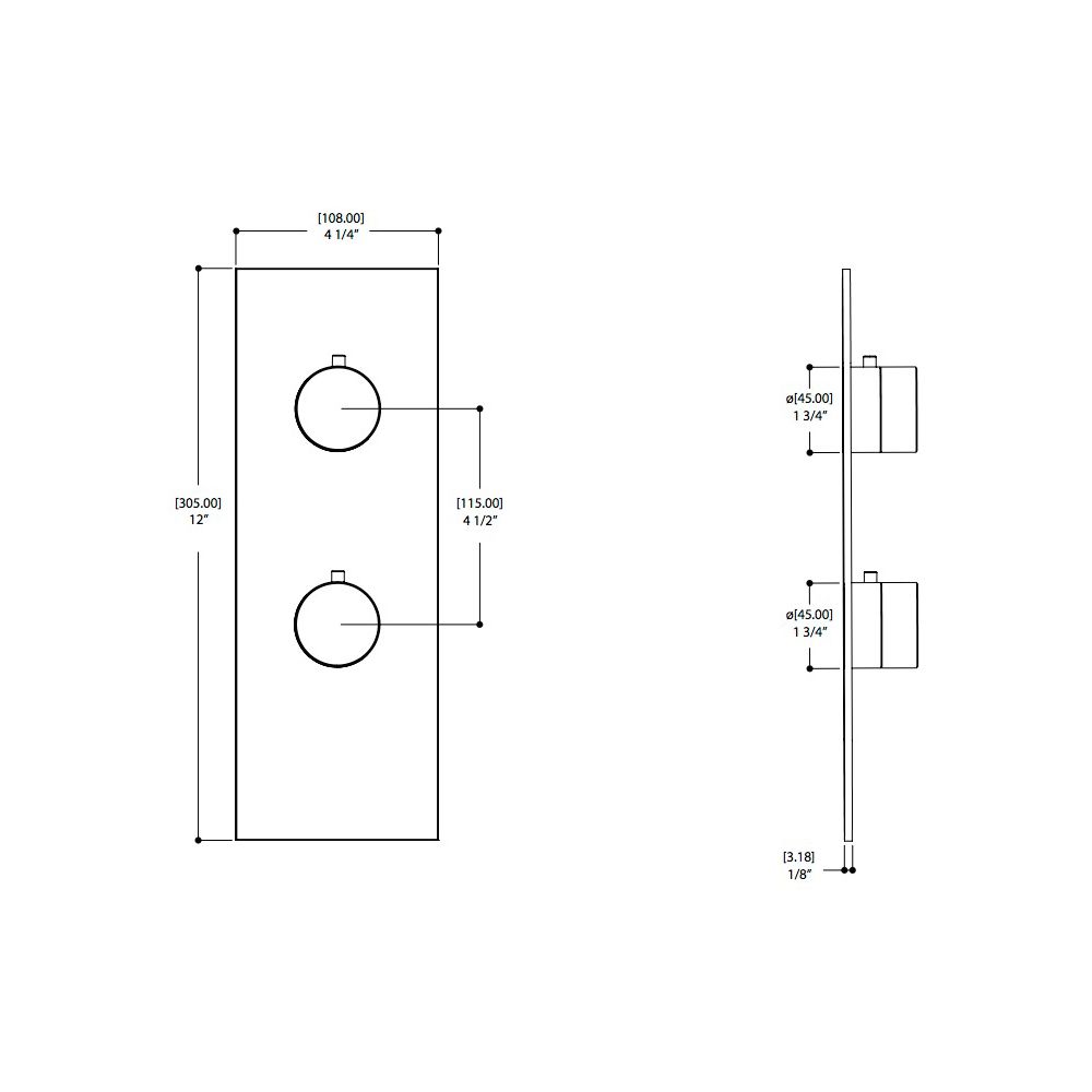 Aquabrass SR8295 Trim Set For 12123 1/2 Thermostatic Valve 2 Way Shared Functions Polished Chrome 2