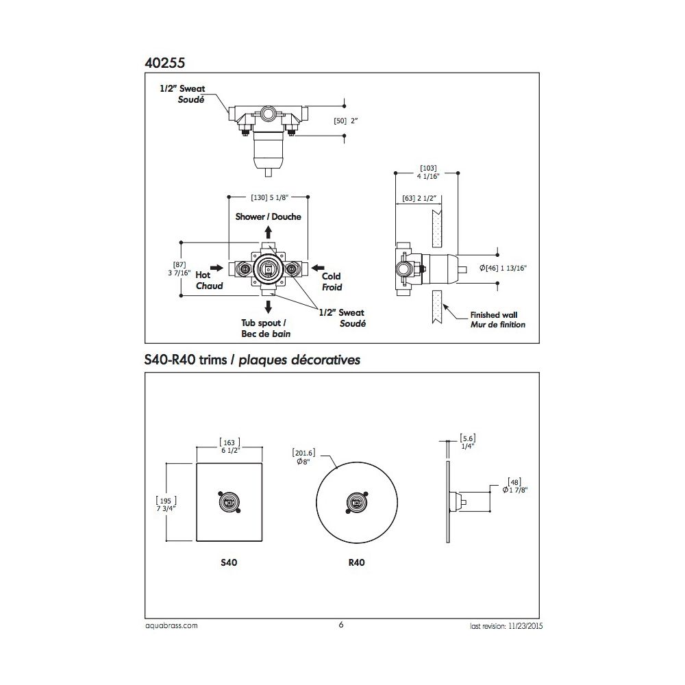 Aquabrass SR4295 Trim Set For 42355 1/2 Pressure Balance Valve Brushed Nickel 2