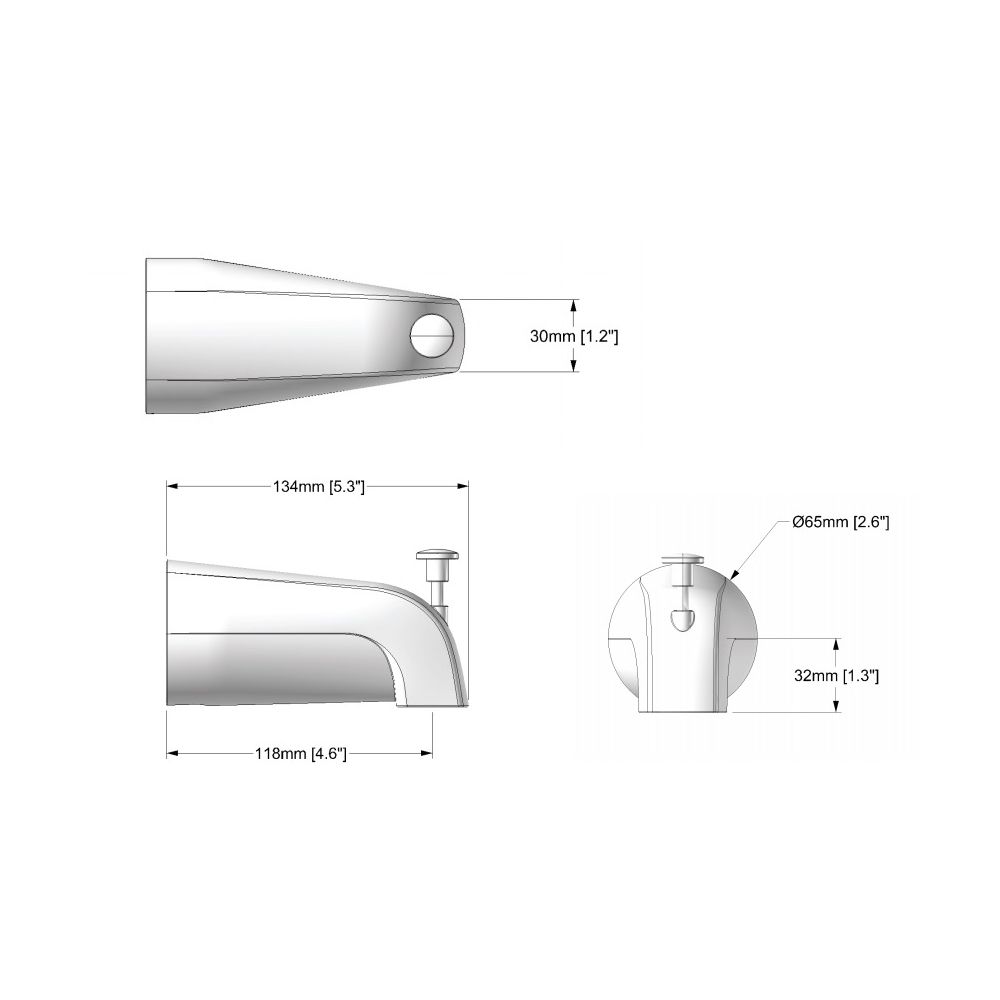 Aquabrass 10332 Tub Spouts 5 1/4 Round Tub Spout With Diverter Brushed Nickel 2