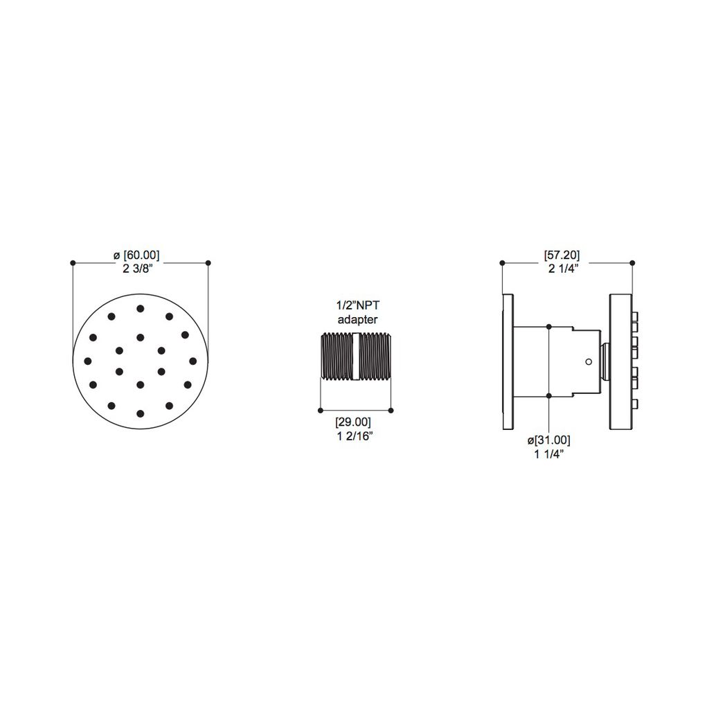 Aquabrass 2566 Body Jets Round Body Jet Brushed Nickel 2