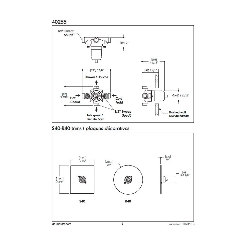 Aquabrass S4295 Square Trim Set For 42355 1/2 Pressure Balance Valve Brushed Nickel 2