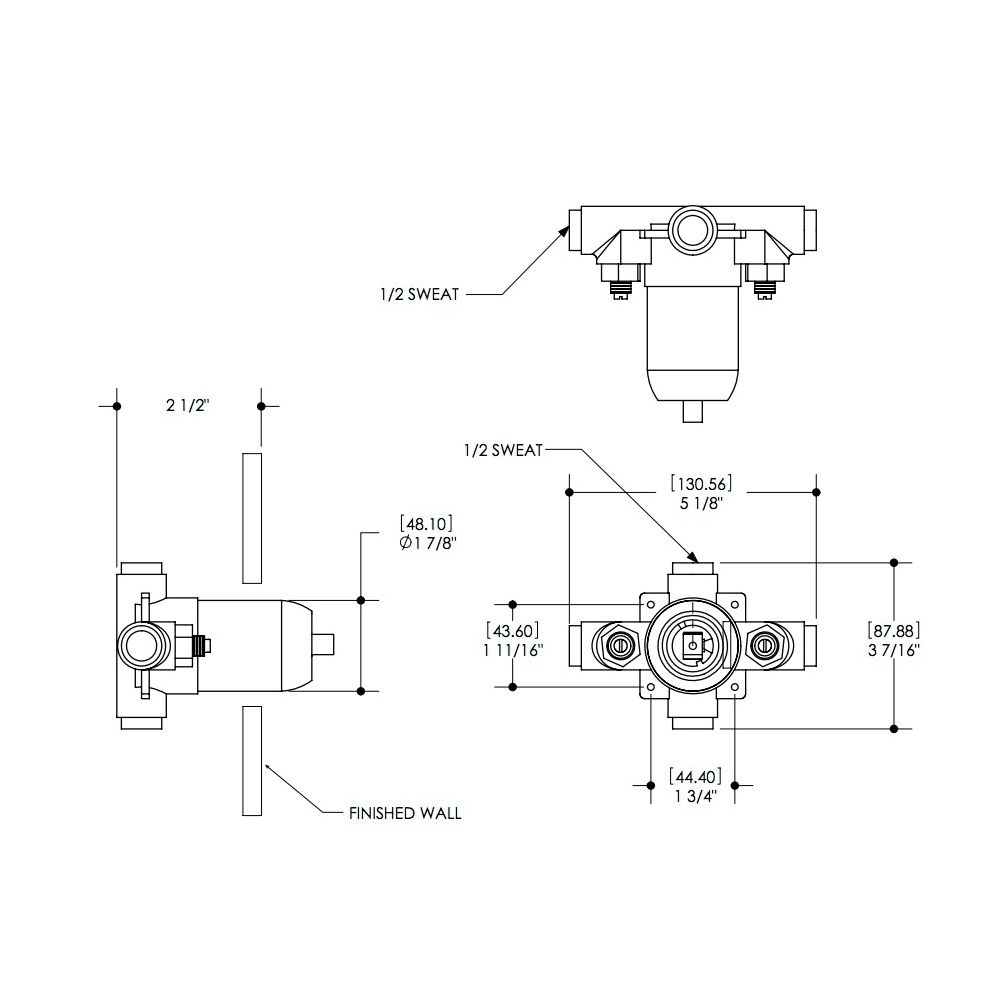 Aquabrass 40255 1/2 Pressure Balance Valve For Shower Brushed Nickel 2