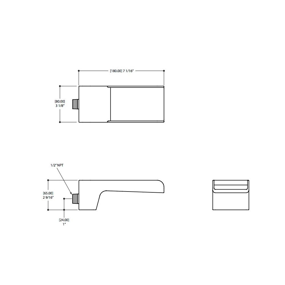 Aquabrass 11932 Tub Spouts 7 Square Wallmount Cascading Tub Spout Brushed Nickel 2