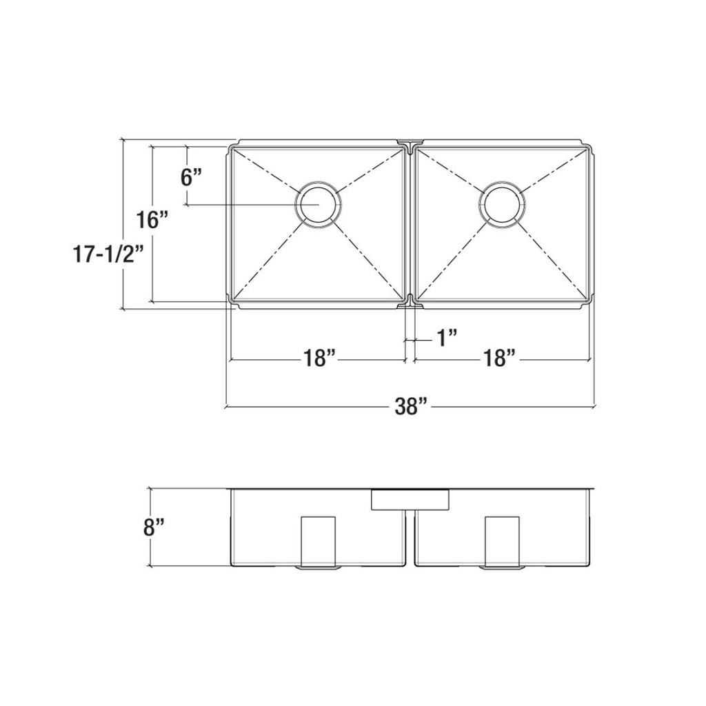 Julien 003963 J7 Sink Undermount Double L18X16X8 R18X16X8 2