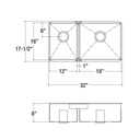 Julien 003936 J7 Sink Undermount Double L12X16X8 R18X16X8 2