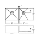 Julien 003991 J7 Sink Undermount Double L18X16X10 R12X16X8 2