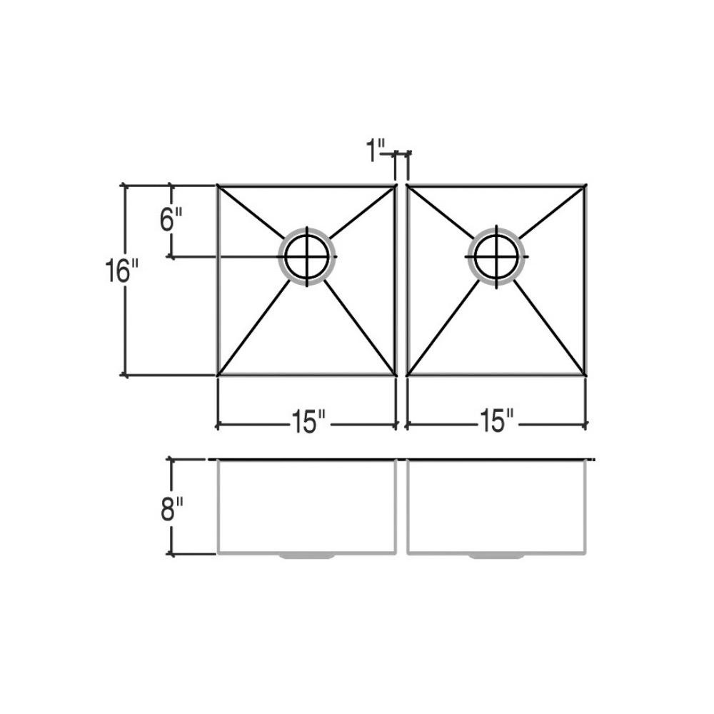 Julien 003987 J7 Sink Undermount Double L15X16X8 R15X16X8 2