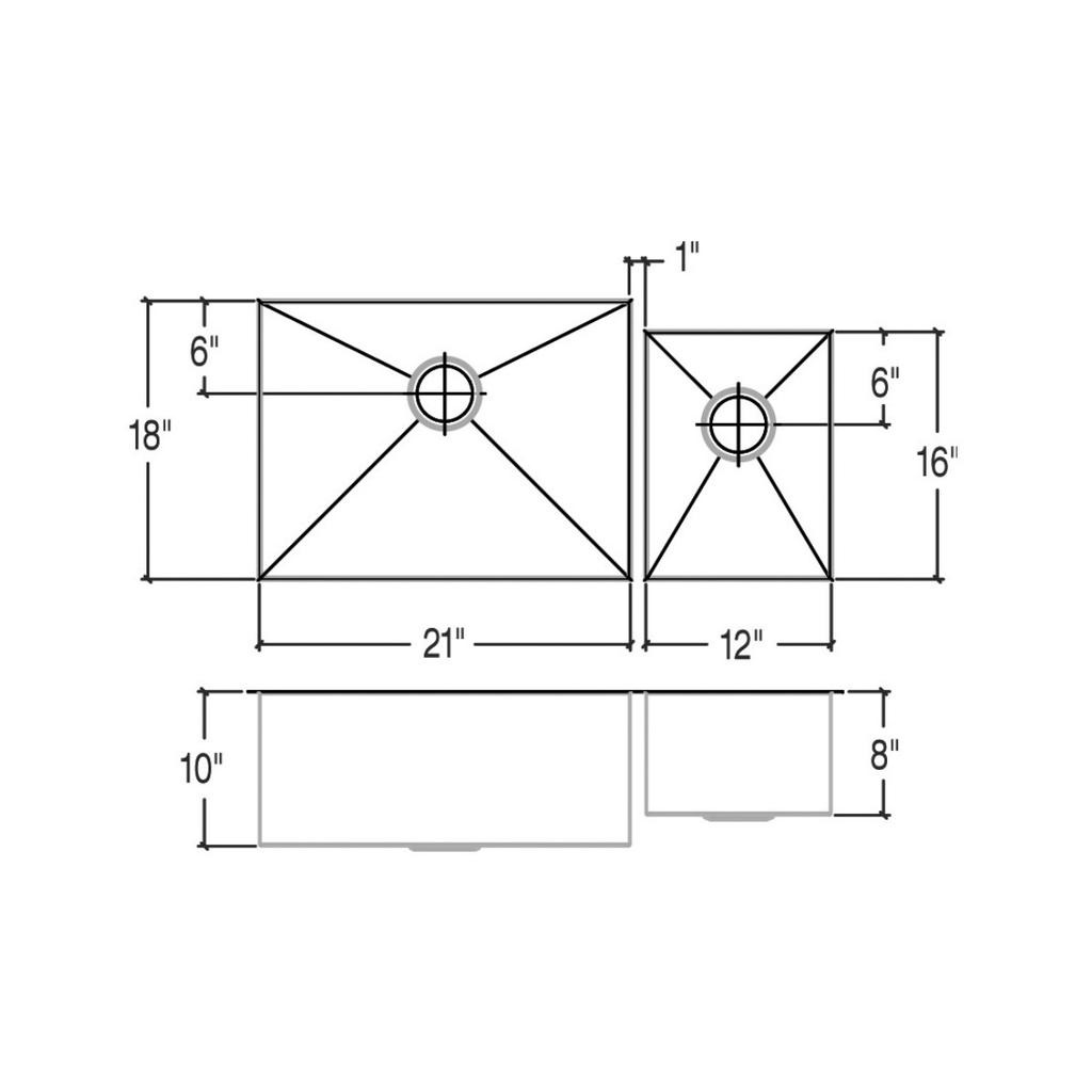 Julien 003959 J7 Sink Undermount Double L21X18X10 R12X16X8 2