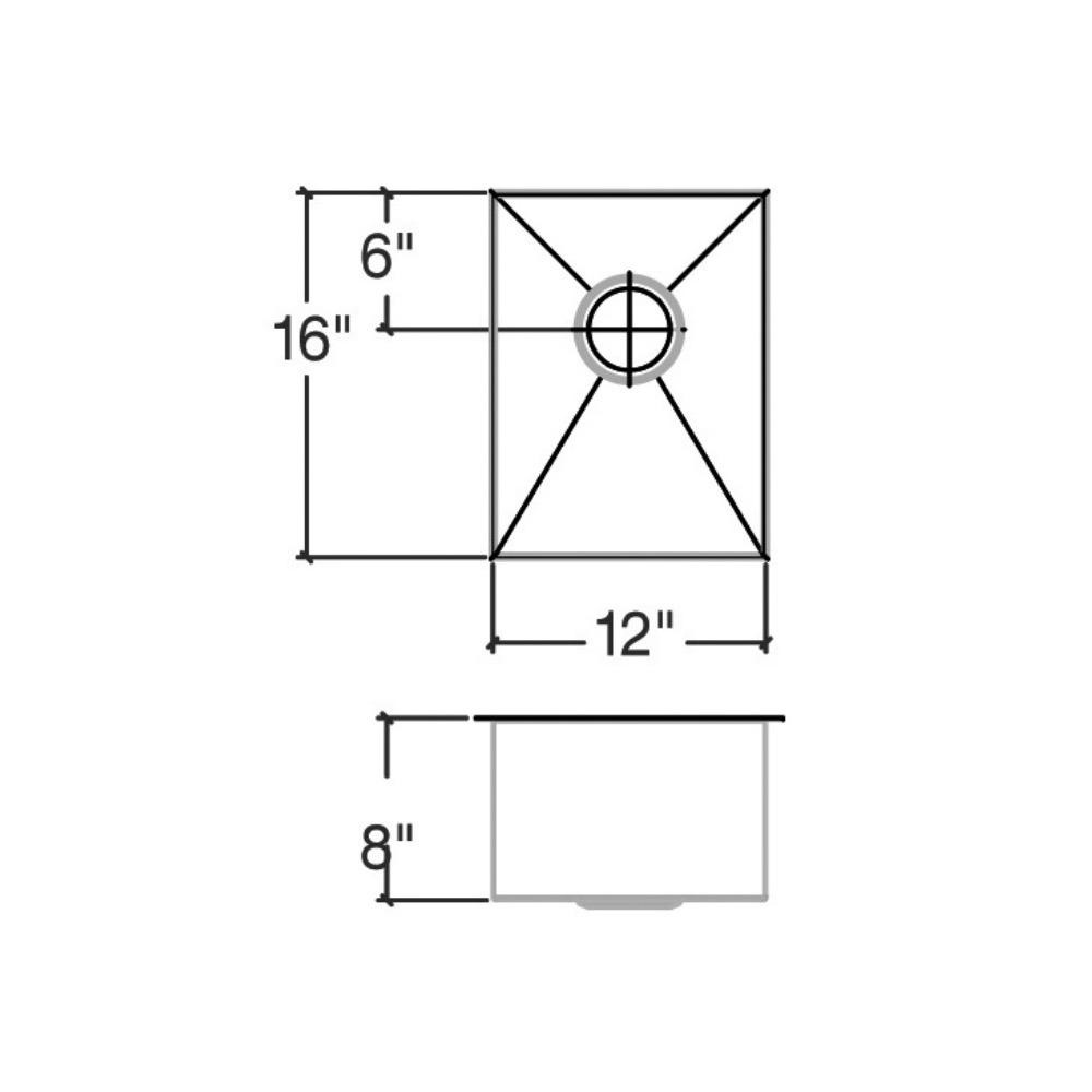 Julien 003907 J7 Sink Undermount Single 12X16X8 2