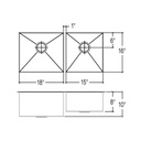 Julien 003657 Urbanedge Sink Undermount Double L18X16X10 R15X16X8 2