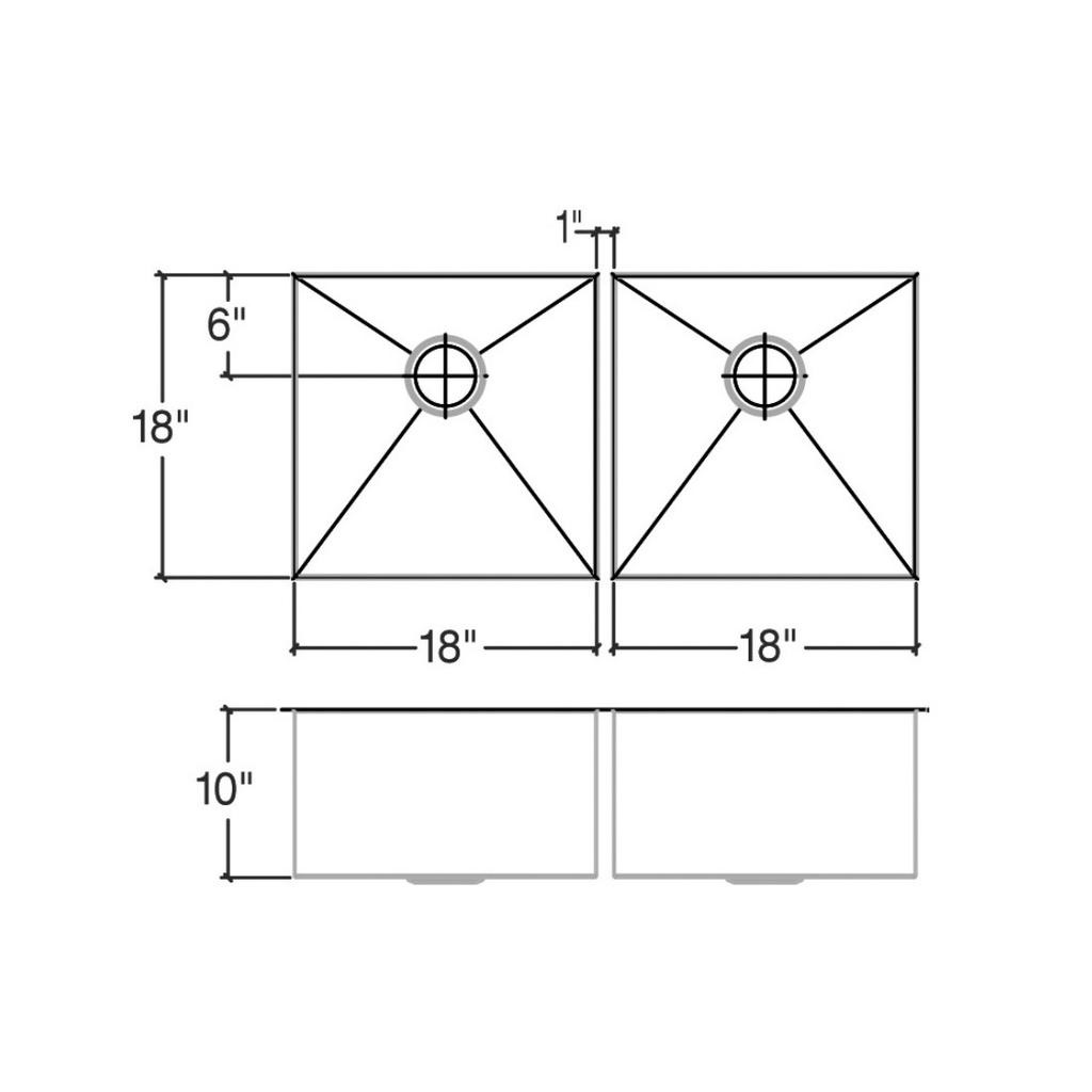 Julien 003642 Urbanedge Sink Undermount Double L18X18X10 R18X18X10 2