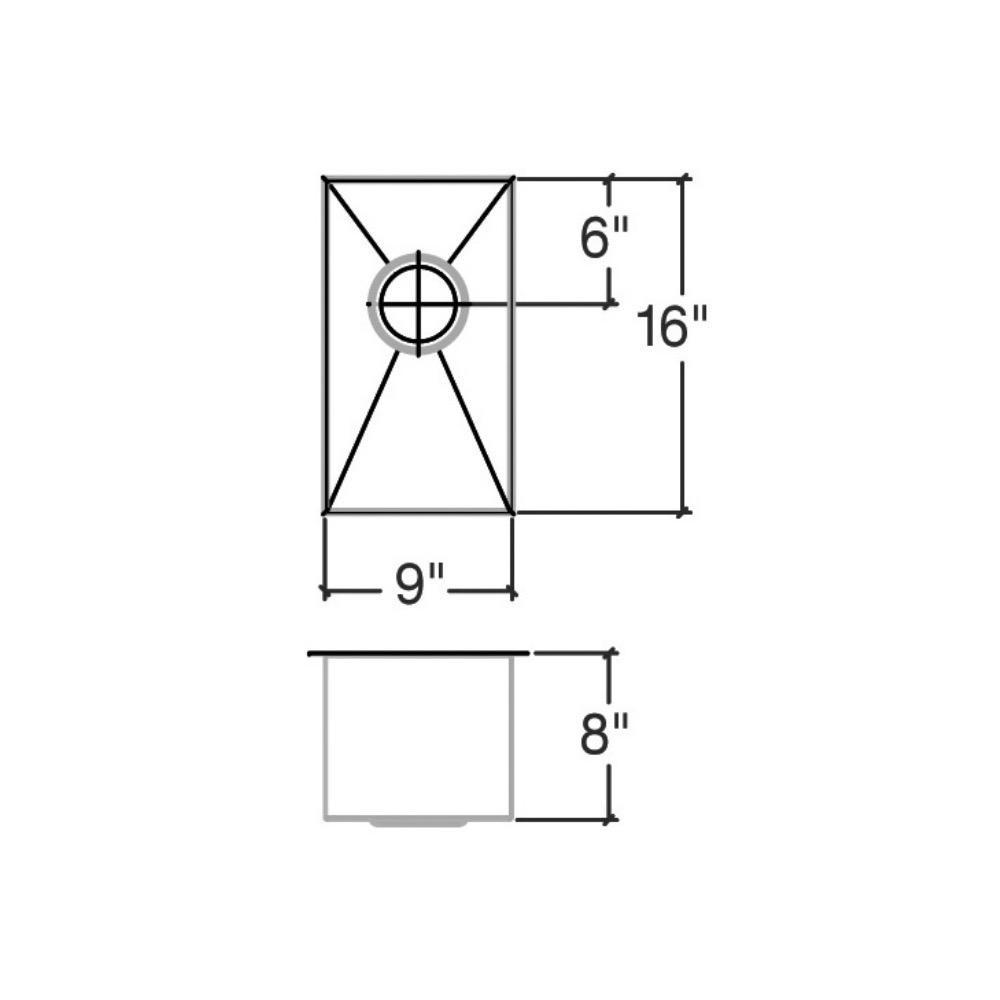 Julien 003601 Urbanedge Sink Undermount Single 9X16X8 2