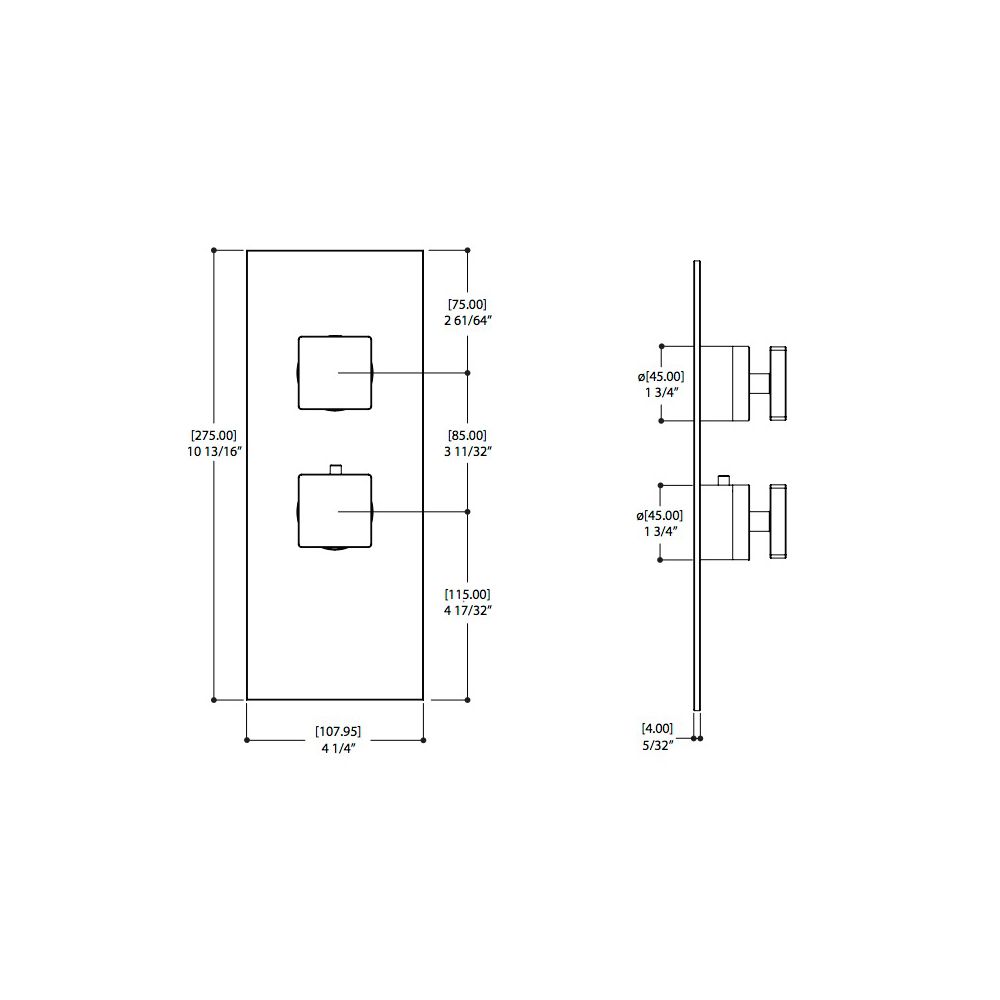 Aquabrass S3195 Square Trim Set For 1/2 Thermostatic Valve 12001 Polished Chrome 1