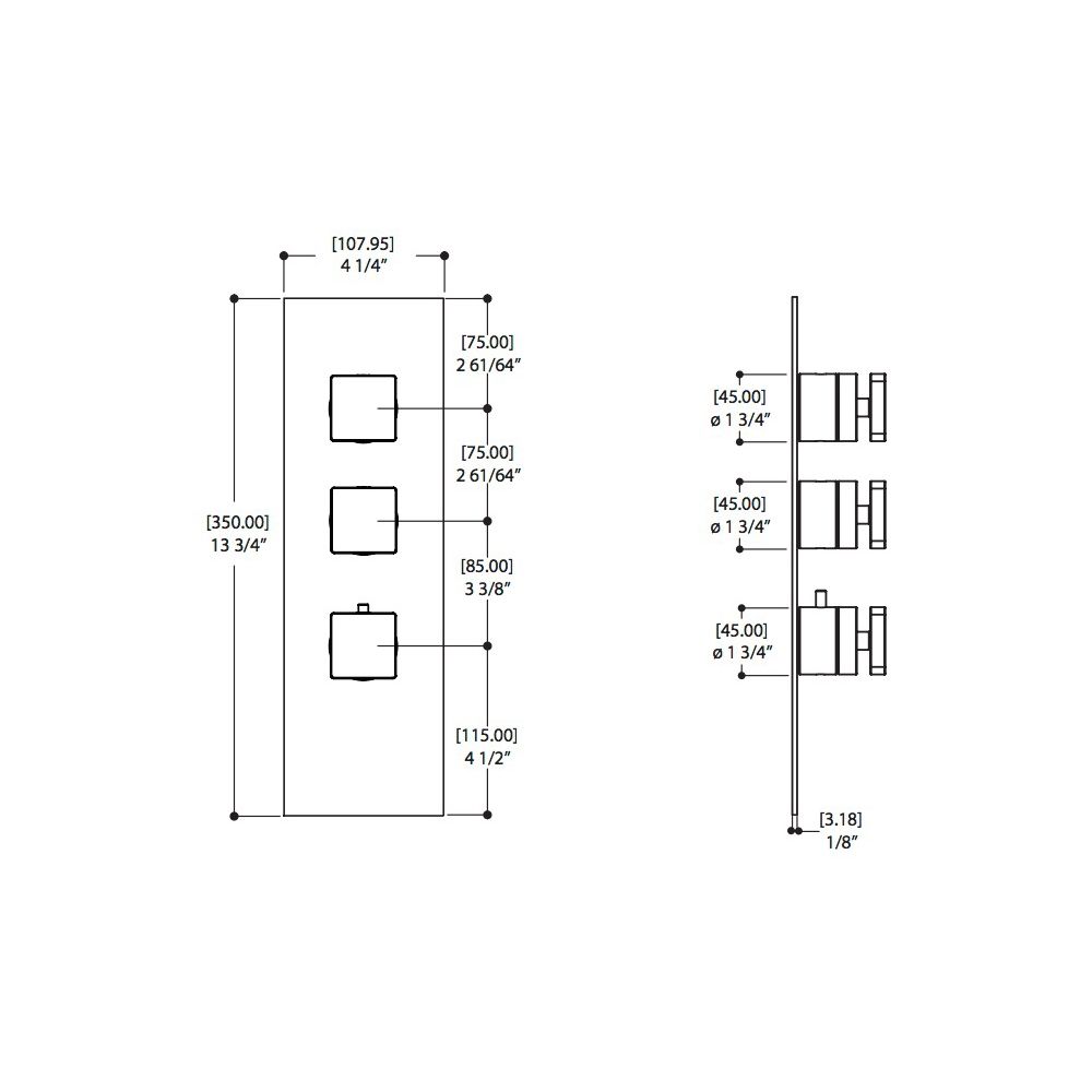 Aquabrass S3295 Square Trim Set For 12002 1/2 And 3002 And 3/4 Thermostatic Valves Brushed Nickel 1