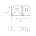 Julien 003277 Classic Sink Undermount Double L18X16X8 R12X16X8 2