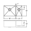 Julien 003256 Classic Sink Undermount Double L18X16X10 R9X16X8 2