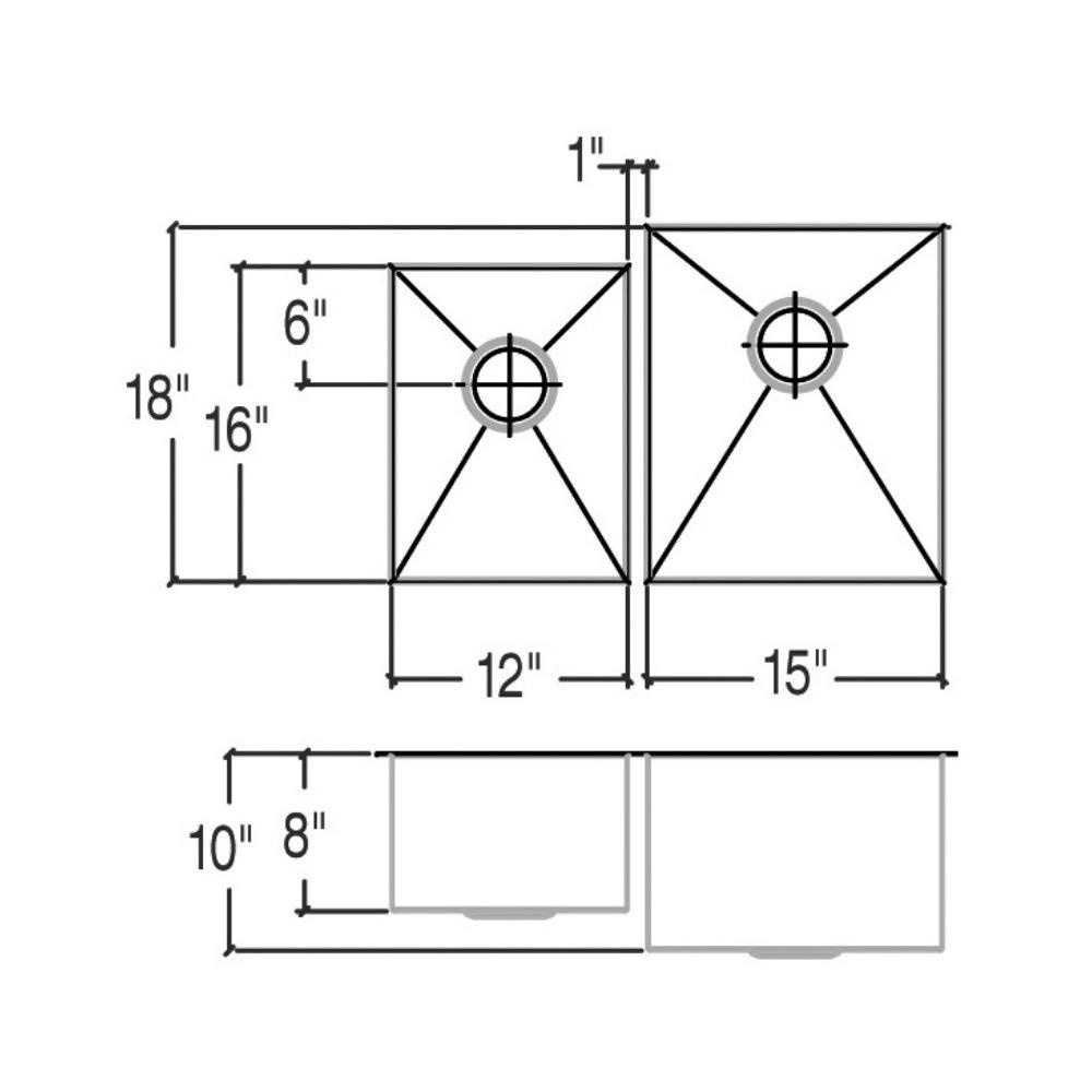 Julien 003247 Classic Sink Undermount Double L12X16X8 R15X18X10 2