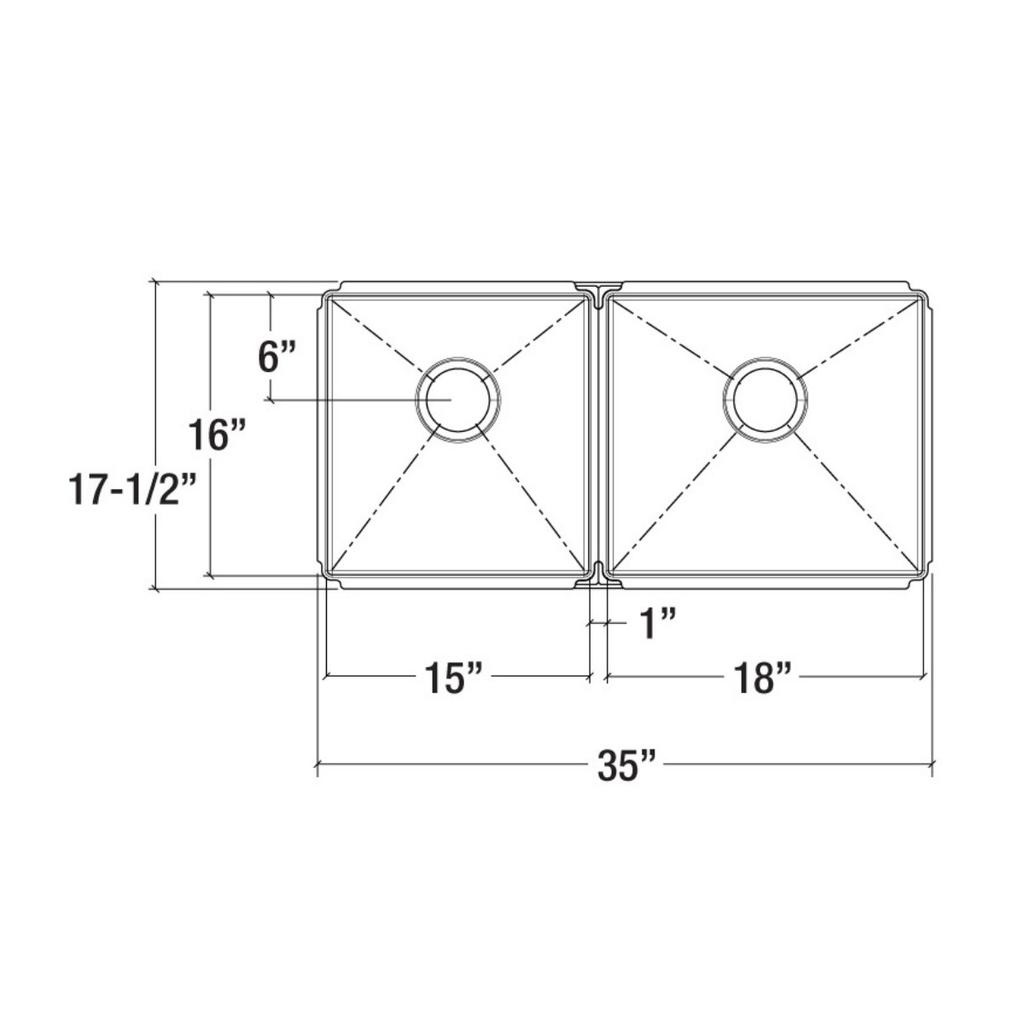 Julien 003948 J7 Sink Undermount Double L15X16X8 R18X16X8 2