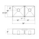 Julien 003947 J7 Sink Undermount Double L18X16X8 R15X16X8 2