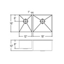 Julien 003983 J7 Sink Undermount Double L12X16X8 R18X16X10 2