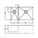 Julien 003982 J7 Sink Undermount Double L9X16X8 R18X16X10 2