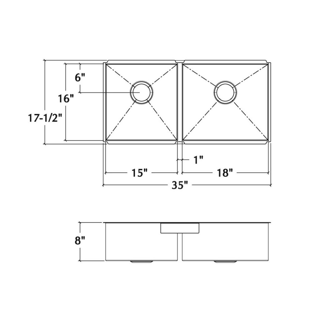 Julien 003681 Urbanedge Sink Undermount Double L15X16X8 R18X16X8 2