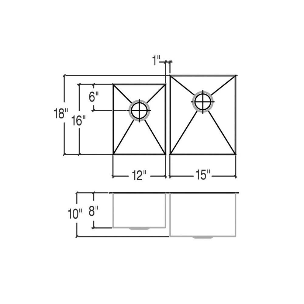 Julien 003651 Urbanedge Sink Undermount Double L12X16X8 R15X18X10 2