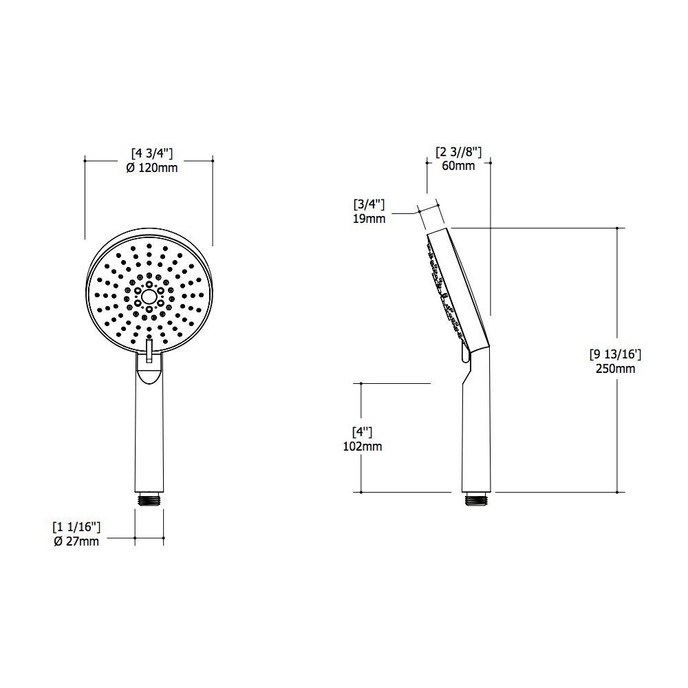 Aquabrass 85162 Round Handshower 5 Functions Polished Chrome 2