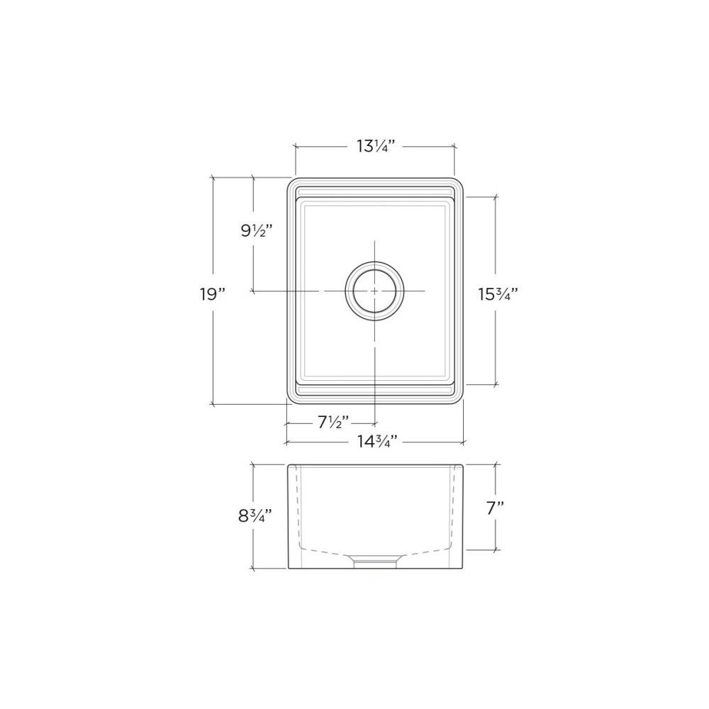 Julien 091519 Fira Bar Sink With Ledge Undermount Apron White Single 15X19X8-3/4 2