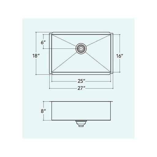 Prochef IH0-US-27188 Proinox H0 Collection Undermount Sink With Single Bowl 2