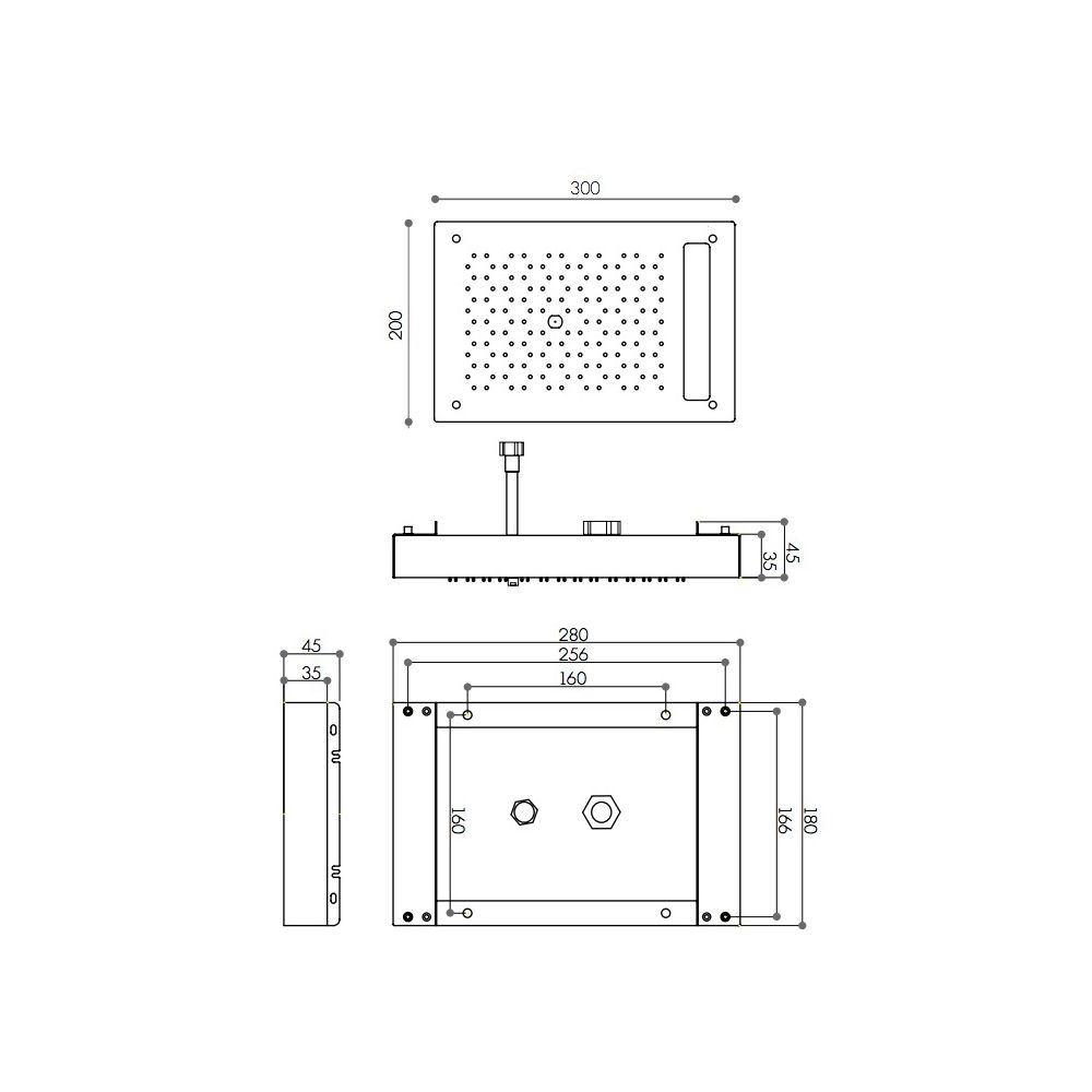 Aquabrass 957 Cura 12 x 8 Recessed Rainhead 2