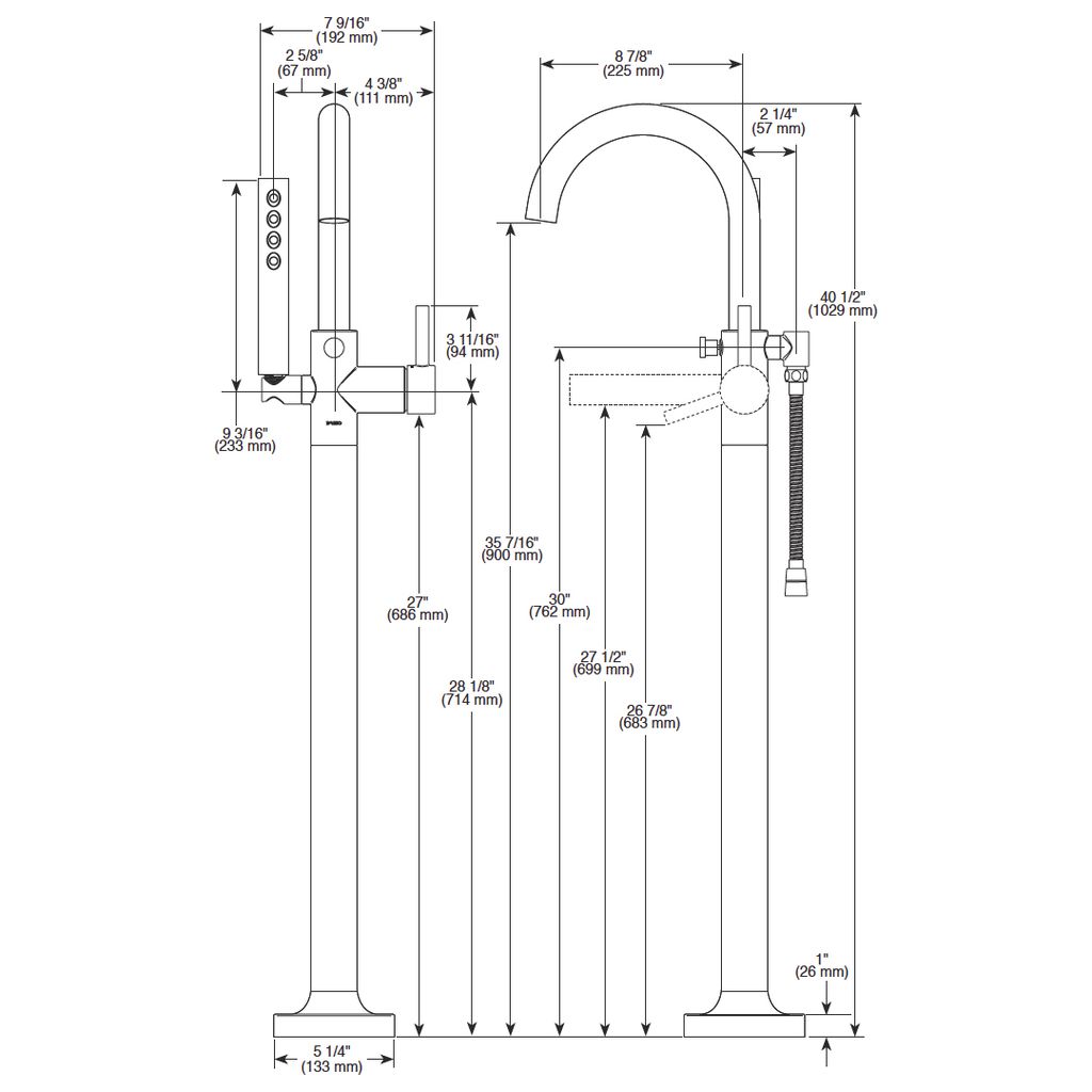 Brizo T70175 Odin Single Handle Freestanding Tub Filler 3