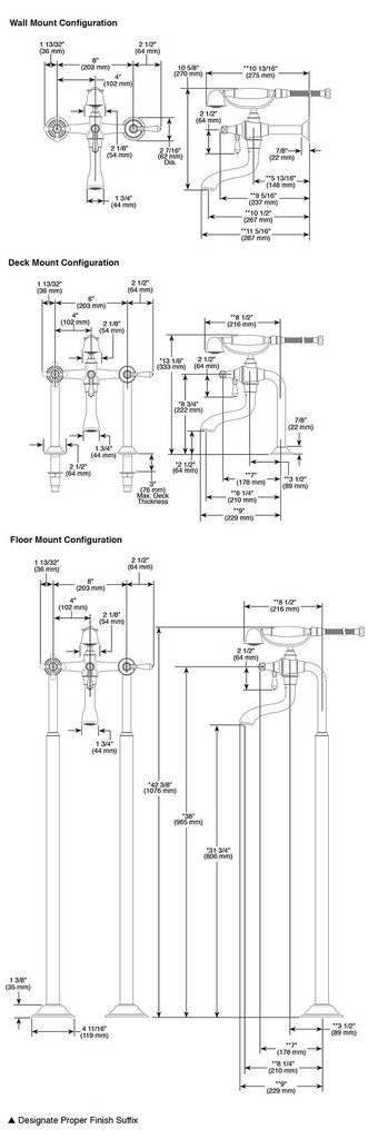 Brizo T70336 Tresa Two Handle Freestanding Tub Filler Trim 2